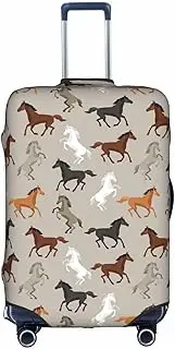 [Pvinnk] Cute Horse Print Protective Luggage Cover Elastic Washable Suitcase Protector Travel Gear Protector, White, Medium