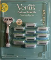 Gillette Venus 5 Blades Deluxe Smooth Sensitive Razor & Refills, 11-count