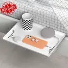 White Bedside Shelf Clip-On Nightstand with Charging Slot Dorm Bunk Bed Table
