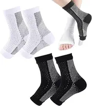 HSLPSM 2 & 3 Pairs Compression Socks Night Orthopaedic Compression Socks, Against Heel Spurs and Plantar Fasciitis, Plantar Fasciitis Socks for Men and Women, Compression Stockings, black,white,xxl