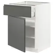 METOD / MAXIMERA base cabinet with drawer/door, white/Voxtorp dark grey, 60x60x80 cm