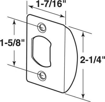 Prime-Line E 2232 Brass Plated Steel Latch Strike Plate 1-5/8 L x 2.25 H in.