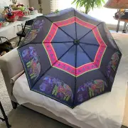 Laurel Burch Dog & Doggies Rain Umbrella Automatic Open/Close New
