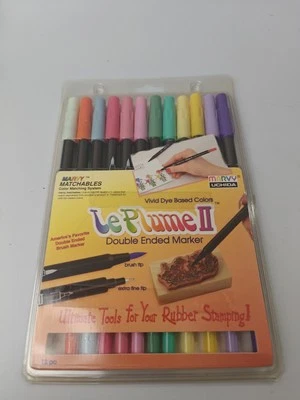 Marvy Uchida Le Plume II Marker Set 12-Brush & Fine Tip RNAISSNCE Set - 1122-12H
