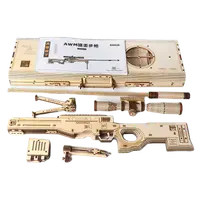 在飛比找蝦皮購物優惠-爆款 熱銷 3d立體拼圖拼裝木頭槍玩具模型可發射組裝皮筋槍手