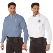Police & Security Uniform Shirt Light Blue or White Long Sleeve Work Shirts