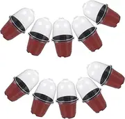 VANZACK 10 Sets Plastic Plant Nursery Pots with Humidity Dome Versatile Starting Containers for Home Gardening Balcony and Garden Decoration Sturdy and Stackable Design