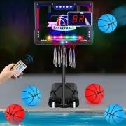HyDren LED Poolside Glow in the Dark Basketball Hoop Swimming Pool Games with Re