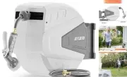 Retractable Garden Hose Reel,5/8 in x 100 FT Wall Mounted Hose Reel, with 9-