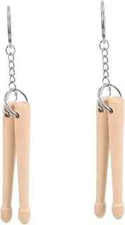 [Healvian] 2pcs Mini Natural Wood Drumstick Keychain Pendant Creative Fashion Keychain for Small Bag and Key Decoration Adorable and Vivid Drum Sticks Design