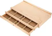Homoyoyo Wooden Multi-Layer Pen and Brush Organizer for Home Drawing Tool Storage Holder Easy Access for Artists and Hobbyists