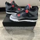 NIKE AIR JORDAN 4 IV RETRO GS INFRARED 408452-061 DARK GREY BLACK CEMENT WHITE