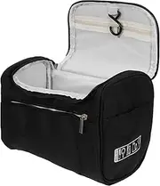 [NOLITOY] Toiletry Bag Travel Makeup Kit Makeup Brush Holder Travel Cosmetics Carrier Travel Cosmetic Bags for Women Travel Bag Organizer Handle Cosmetic Bag Beauty Bag Black Polyester