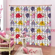 Flower Flower Elephants 3D Curtain Blockout Photo Printing Curtains Drape Fabric
