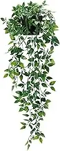 Whonline Artificial Hanging Plants Small Fake Potted Plants, Faux Plants for Indoor Outdoor Aesthetic Office Living Room Shelf Decor (1 Pack)