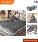 Light Grey Electric Heated Blanket 72"x84" - 10 Auto Off & Four Heat Settings