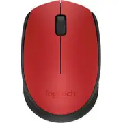 Logitech M171 Mouse - Radio Frequency - USB - Red, Black - Wireless