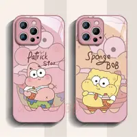 在飛比找蝦皮購物優惠-iPhone15 情侶殼派大星 Spongebob強化玻璃背