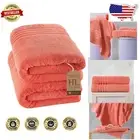 Jumbo Coral Orange Bath Sheets - 2 Pack Luxurious Cotton Towels, 35" x 70"