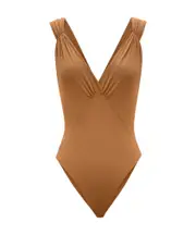 Saint Laurent Cross-Back Sleeveless Bodysuit FR36,FR38,FR40 brown