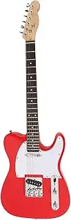 Electric Guitar, Basswood Maple Rosewood Handcrafted Single Pickup Mini Electric Guitar Versatile Tonal Performance ST Style Electric Guitar with String Plectrum for Beginner (Red)