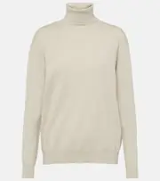 [Brunello Cucinelli] Brunello Cucinelli Ribbed-knit cashmere turtleneck top AU 14 neutrals