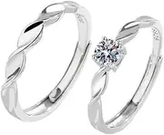 [LYLYMIMI] Couple Rings 925 Sterling Silver Adjustable Open fashion Rings Engagement Pair Rings Rings for Men Rings for Women Wedding Promise Engagement Anniversary Ring