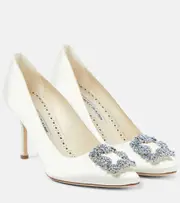[Manolo Blahnik] Manolo Blahnik Bridal Hangisi 90 embellished satin pumps AU 10.5 white
