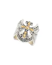 Samuel B 18K & Silver Cross Shield Ring