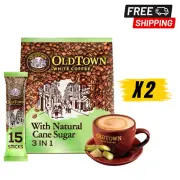 Old Town White Coffee 3 in 1 Instant Coffee with Natural Cane Sugar 2 Pack Halal