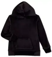 Girl's XS Velour Pull-Over Hoodie Charcoal Black Jacket Kangaroo Pocket