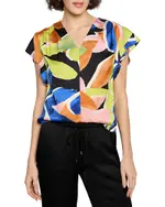Nic+Zoe Mega Blooms Flutter Sleeve Top