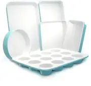 -Pcs Kitchen Oven Baking Pans Non-Stick Sheets Set, Attractive Green