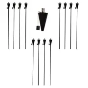 12x Black 1.46m Cone Metal Garden Fire Torches Outdoor Yard Flame Lamp Light