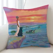 Art Painting the landscape of Africa Animals and African Queen Cushion Cover
