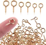 300PCS 3 Sizes Small Screw Eye Pins, Mini Metal Eye Pins Hooks Eyelets Screw Peg