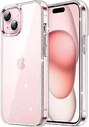 JETech Glitter Case for iPhone 15 Plus 6.7-Inch, Bling Sparkle Shockproof Phone Bumper Cover, Cute Sparkly for Women and Girls (Clear)