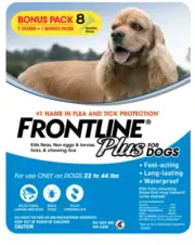 Frontline Plus Flea and Tick Dog Treatment 23-44 lb, 8 doses, EXP 2027