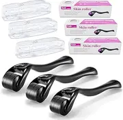 Derma Roller for Hair & Beard Growth, 3 Pack 0.5mm,1mm,1.5mm Microneedle Roller For Face, Body Growth, Skin Care Micro Needle Face Roller for Women & Men, 540 Titanium Scalp Roller Beard Dermaroller