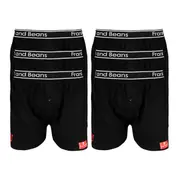 6 Mens Cotton Boxer Shorts Black- Frank and Beans Underwear