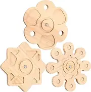 3 Pcs Chinchilla Chew Toy, Wood Rotating Chinchilla Wheel, Multifunctional Interactive Teeth Grinding Toy for Cage Enclosure Play Area