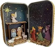 Nativity Sets Christmas Nativity Scene Set, Table Nativity Decoration, Christmas Nativity Box Ornament, Holy Family Hand Painted Wooden Religious Figure, Holy Crafts