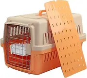 Medium Dog Cat Crate Pet Carrier Airline Cage with Bowl & Tray-Orange