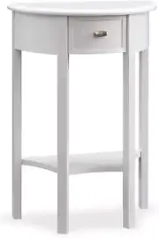 9030-WT Assembled One Drawer Demilune Hall Console with Shelf, Cottage White