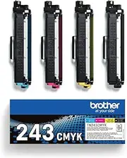 Brother TN-243BK/TN-243C/TN-243M/TN-243Y Toner Cartridges, Black/Cyan/Magenta/Yellow, Multi-Pack, Standard Yield, Includes 4 x Toner Cartridges, Brother Genuine Supplies