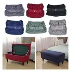 Storage Ottoman Slipcovers High Elastic Jacquard Fabric Washable Rectangle