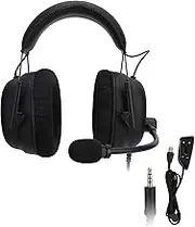 PC Gaming Headset, Headphones with Mic,360‑Degree Freely Rotating Microphone, Stereo 7.1 Virtual Surround Sound Earphone for PC Laptop Gamers, Plug and Play (Black)