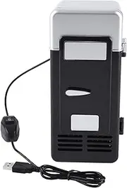 NDNCZDHC LED Mini USB Refrigerator, Portable Tiny Fridge for Desk, Desktop Fridge for Car Office Home, Car Fridge for Beverage Cans Coffee (Black)