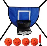 Basketball Hoop For Trampoline Outdoor - Adjustable Soft Basketball Rebounder Net With 4 Balls And Pump - Trampoline Parts For Kids Playground, Family Fun
