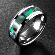 MENS TITANIUM SHELL PATTERN ENGAGEMENT WEDDING ANNIVERSARY ETERNITY BAND RINGS